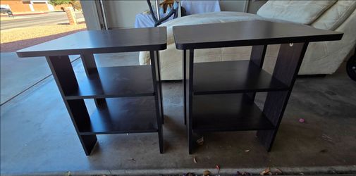 2 Small Black Desk Stands Shelves