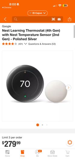 Google Nest Learning Thermostat (4th Gen) with Nest Temperature Sensor (2nd Gen) - Polished Silver