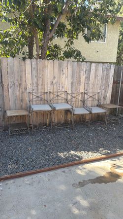 Wrought Iron Patio Chair Set with Side Tables