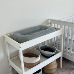 White Baby Changing Table with Storage Baskets