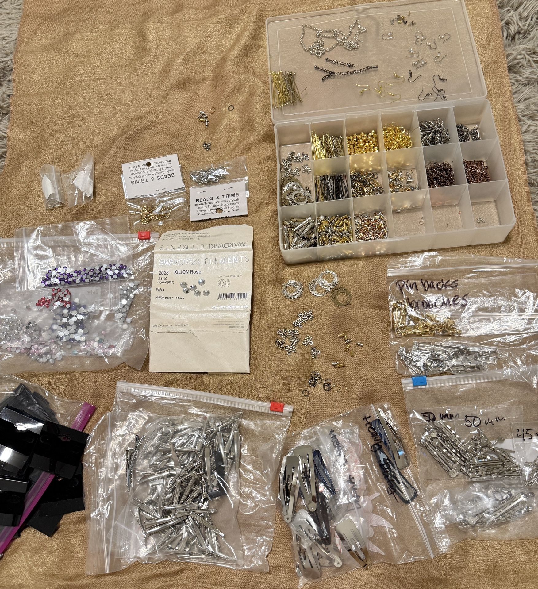 Jewelry, Hair, Craft, Art Supplies Lot - Assorted sizes, colors