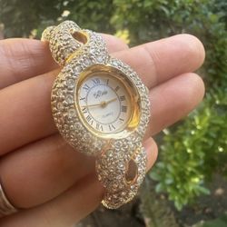 Vintage Bob Mackie women’s rhinestone bangle watch