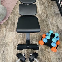 Weight Bench And Dumbells