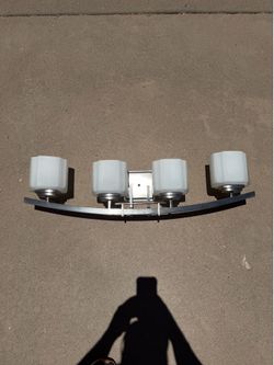 Hampton Bay  4-Light 32.75 in. Brushed Nickel Transitional Bathroom Vanity Light with Etched White Glass Shades