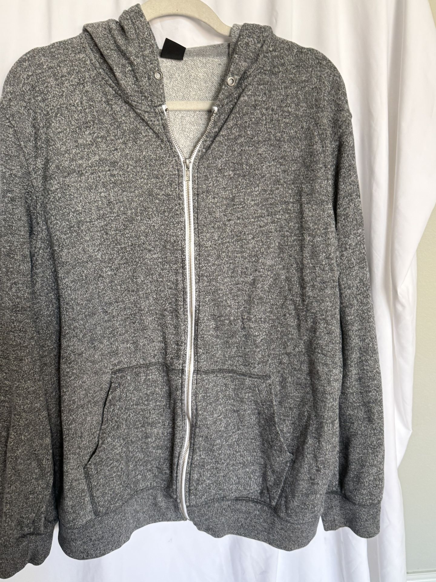 Men’s Zip Up Hooded Sweatshirt, Gray, By Zine Size XL