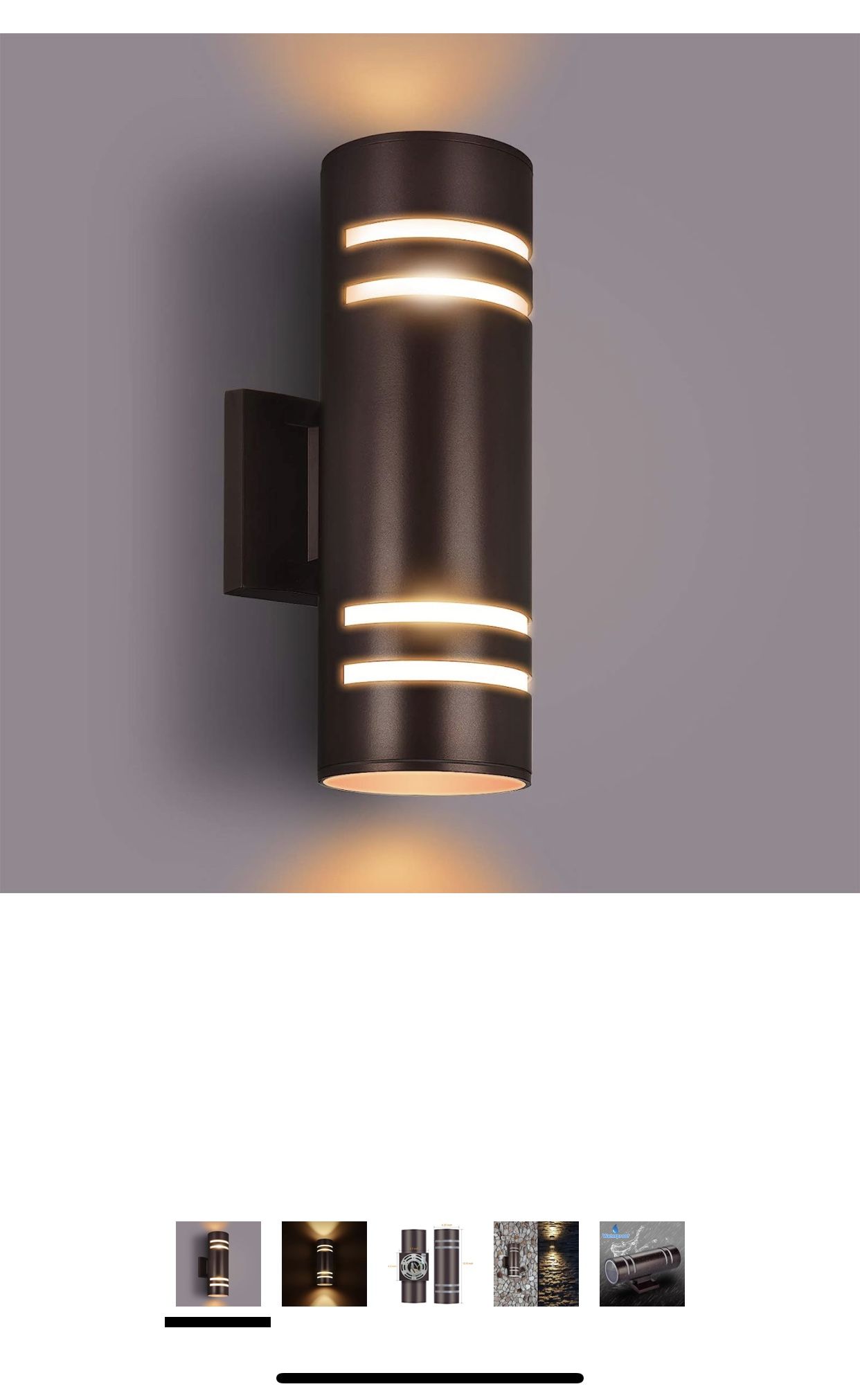 rosykite Outdoor Wall Lights Exterior, Modern Outside Sconce Wall Lighting, Exterior Light Fixture Wall Mount Oil Bronze Cylinder, Up Down Outdoor Lig