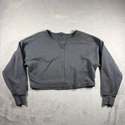 Aerie Vacay Crew Sweatshirt Women’s XS Gray Oversized Cropped #4A