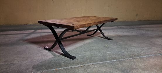 Modern Industrial Coffee Table With  Reclaimed Wood and American Made Steel.