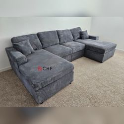 Corduroy Double Chaise Sectional Sofa  - Limited Time Offer 