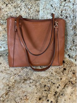 Kate Spade  Triple Compartment Shoulder HandBag Warm Gingerbread Brown Leather Purse