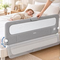 Bed Rail for Toddlers, 59''L Swing Down Bed Guard Rail
Anti‑Fall Bed Bumper Guard, Sturdy Safety Bed Barrier, Easy Assembly, Fits Mattress Thickness 5