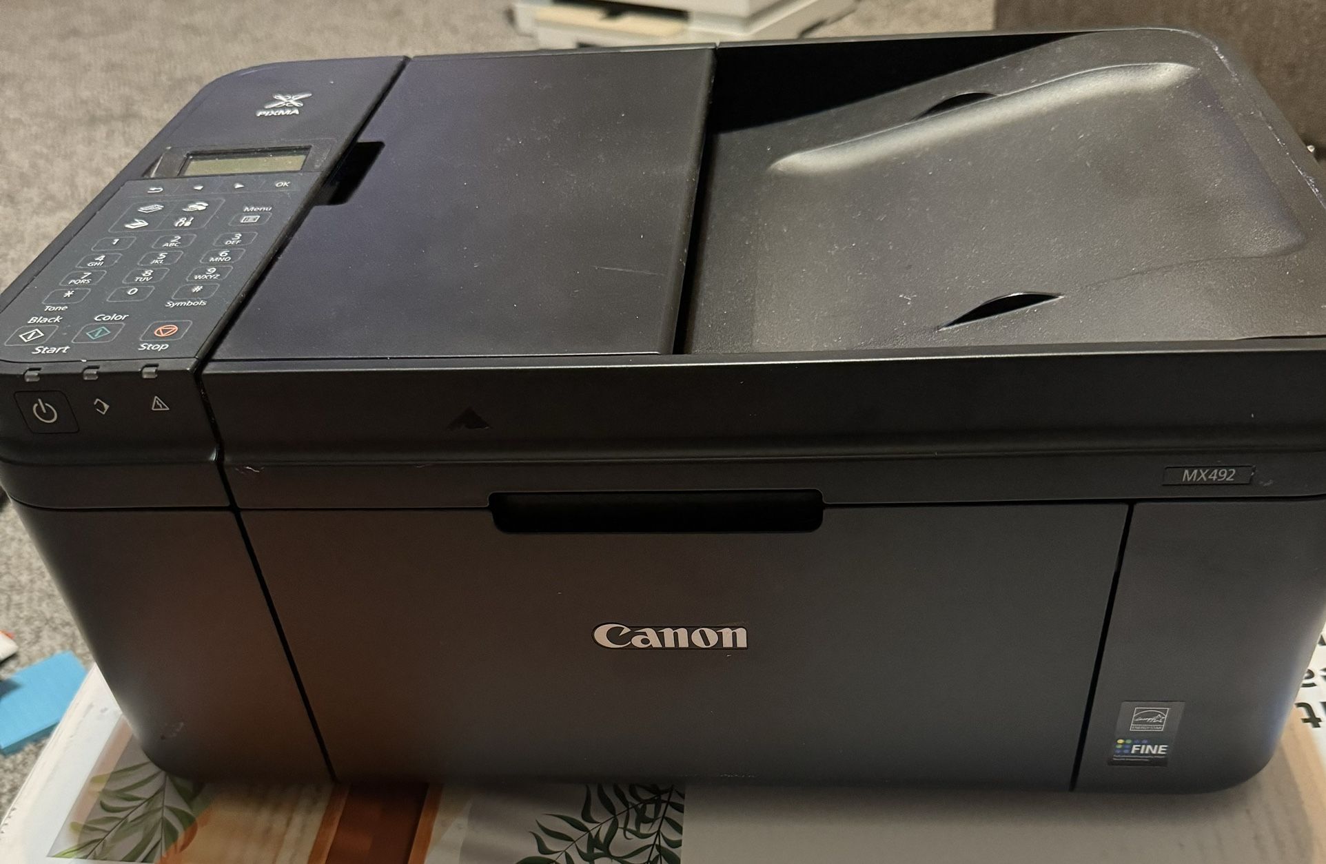 CANNON MX492 Printer  and Small  Fellows P-40 paper Shredder. 