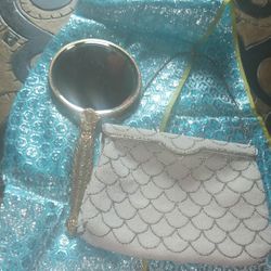 French Clutch Bag And Antique Hand Mirror