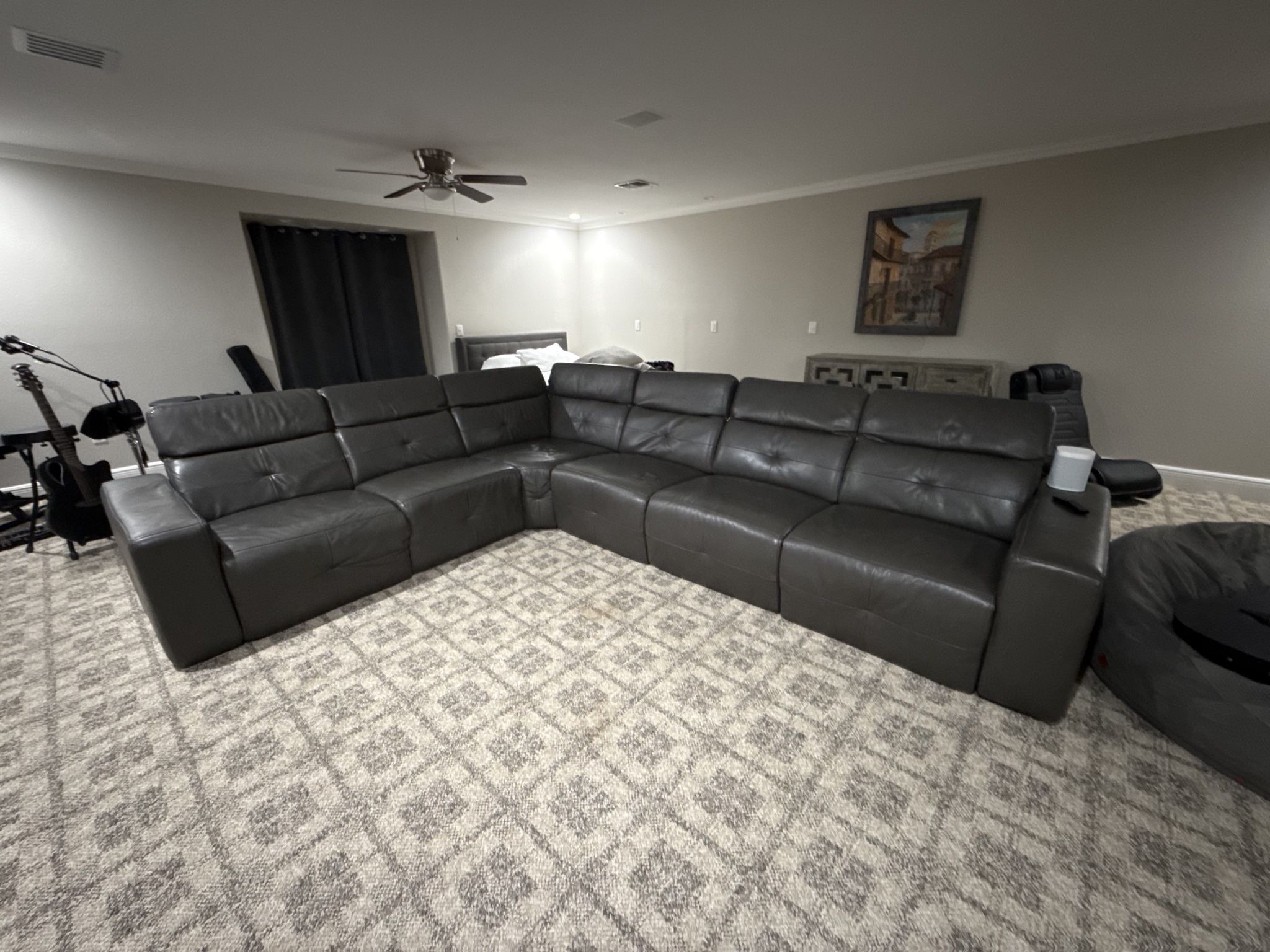 6 Piece Leather Electric Reclining Sectional