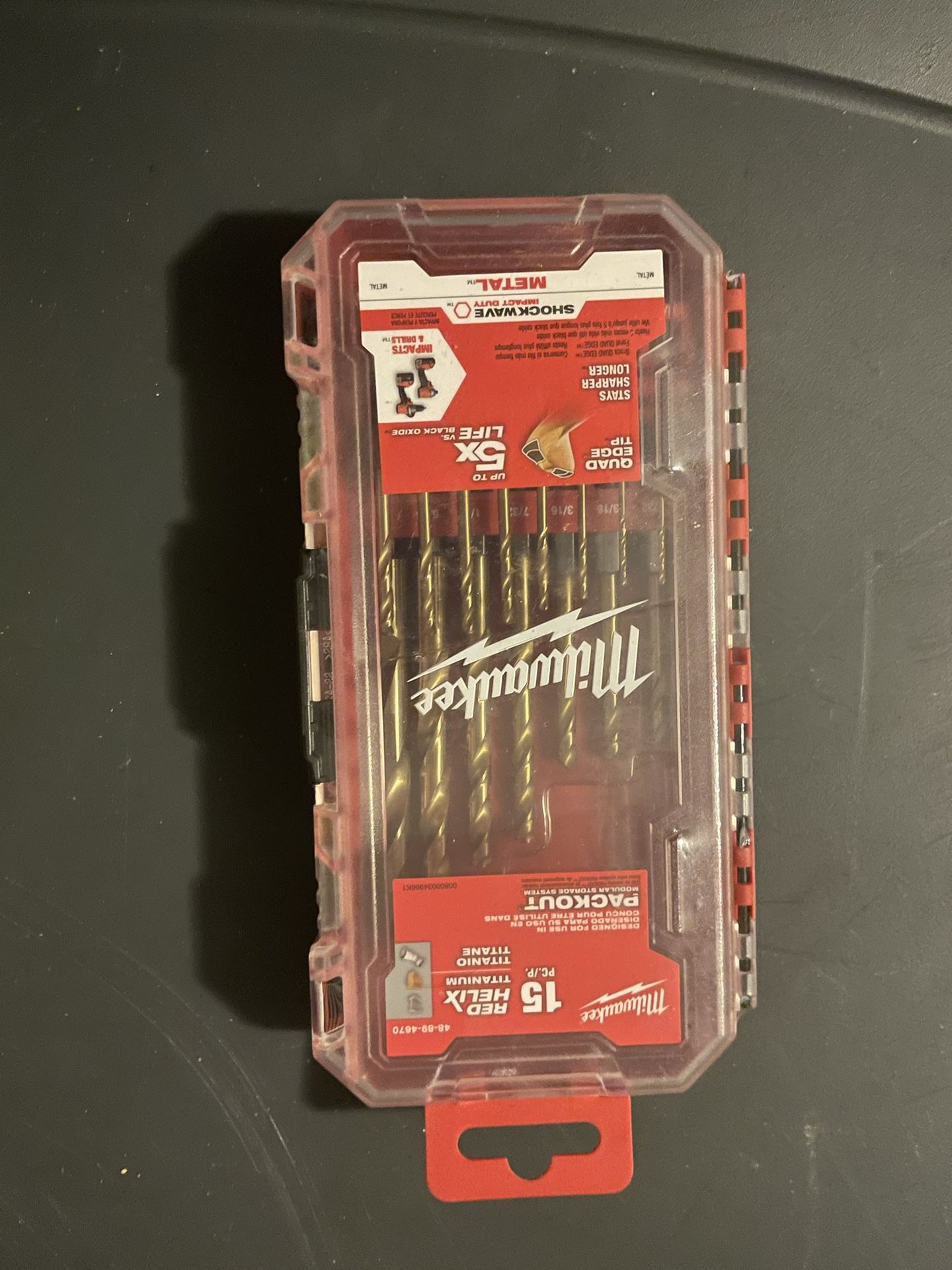 15 PC SHOCKWAVE™ RED HELIX™ Titanium Drill Bit Set