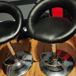 2 Bar Stools Leather Adjustable