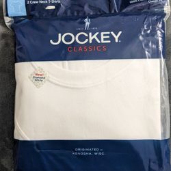 Jockey Classics 2 White Crew Neck T-shirts 2011 Reinforced Collar  Sz 5XL(62-64)