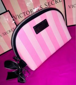 Victoria's Secret Pink Striped Cosmetic Make Up Beauty Brushes Hair Accessories
