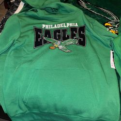 Philadelphia Eagles Throwback Logo Football NFL Hoodie Sweatshirt Kelly Men L