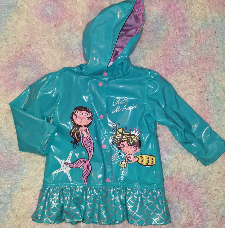 Girls Mermaid Raincoat Size 3t
