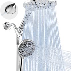 MakeFit 2-in-1 Rainfall & Handheld Shower Head Combo 8in 10 Modes High Pressure