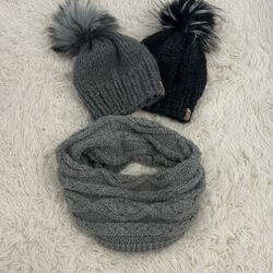 2 hats and a scarf 