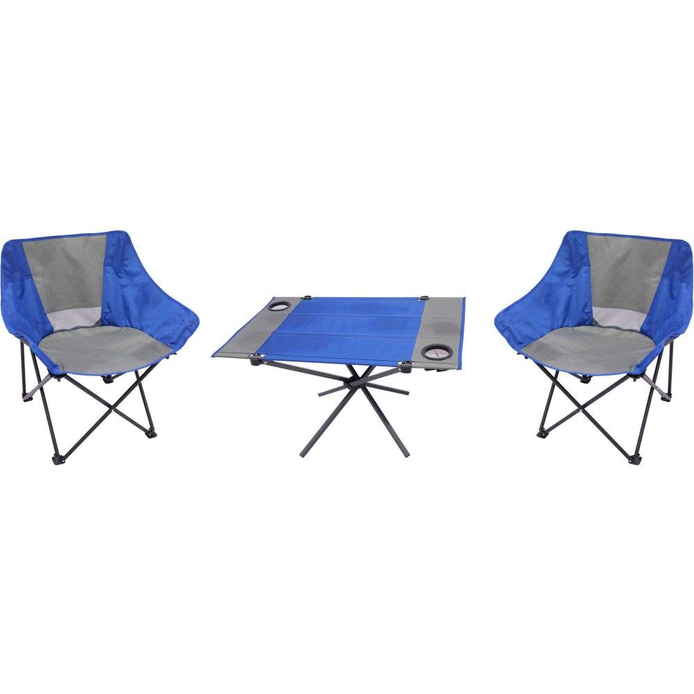 Folding Camping Table and Chair Set Three Piece Kitchen Dining Outdoors RV Portable
