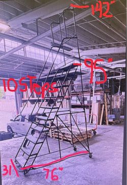 10 step Industrial rolling ladder