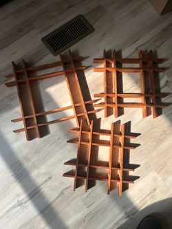 MCM Wooden Wall Shadow Box Display Knick Knack Shelves Set of 3