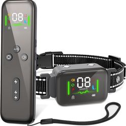 Dog Training Collar with Remote, Dog Shock Collar with Automatic No Barking Mode and Replacement Strap, Dog Bark Collar Rechargeable IP67 Waterproof E