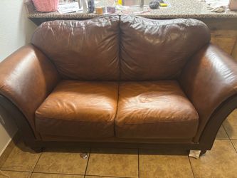 Brown Leather 2pc sofa