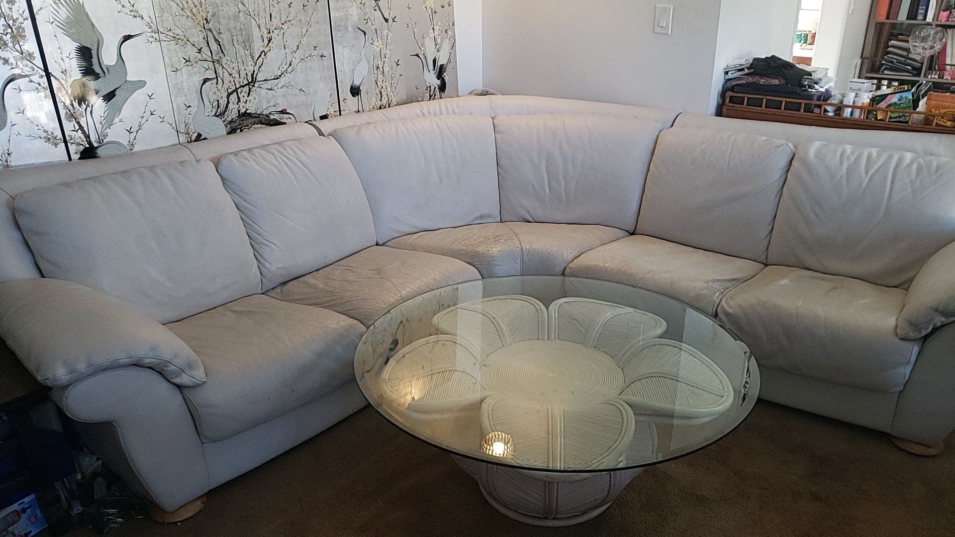 White leather couch sectional Natuzzi
