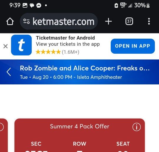 2 Tickets To Alace Cooper Rob Zombie