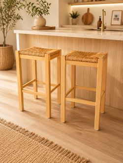 Counter Height Stool Natural Wood Frame