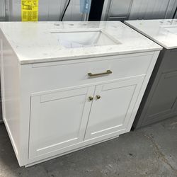 36 x 19  white.  shaker bathroom vanity