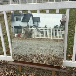 Vintage Cherry Wood And Glass Mirror 