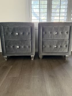 2 VELVET STANDS WITH DIAMOND KNOBS $199
