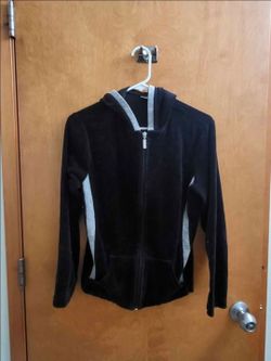 Black Velour Zip-Up Hoodie