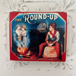 🤠 Vintage Dodo Designs 1980 Retro Tin 'The Round-Up' Cowboy Scene