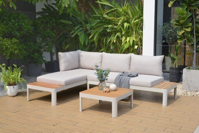 Brand New For 4 Person Patio Seating Sofa  Set In Teak & Aluminum Ideal Furniture Set For Outdoor
