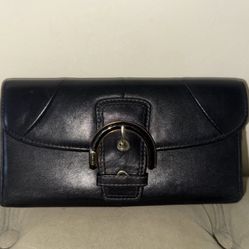 Women’s Coach Black Leather Tri-Fold Wallet