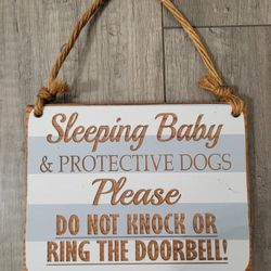 Sleeping Baby and Protective Dogs Please Do Not Disturb Sign