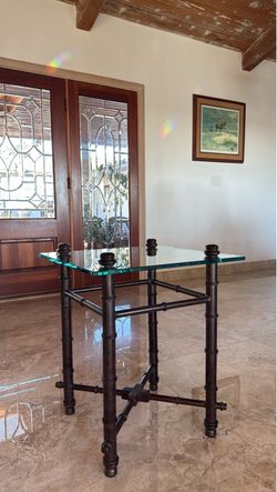 Mid Century, Bamboo Style Side Table (Iron)