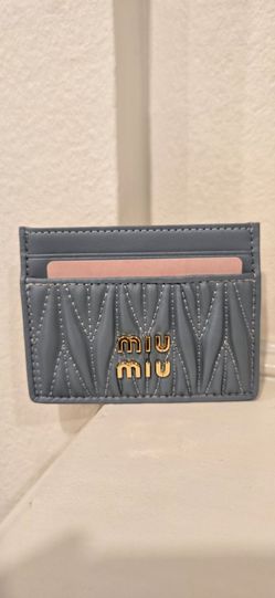 Brand New Miu Miu Matelassé Nappa Powder Blue Leather Wallet
