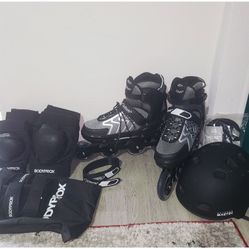 Like NEW Inline Skates(sz 9.5-13men), Pads& Helmet