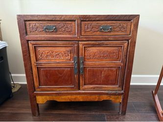 Vintage Hand Carved Chinese Sideboard Cabinet