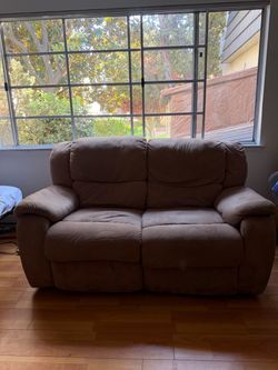 Brown Microfiber Reclining Loveseat