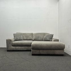 Ashley 2-Piece Gray Corduroy Sectional Couch (Right-Facing Chaise) | 108"x 99"| Like New | Delivery Available