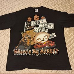Vintage Stewie "Where's My Money" Wall Street T-Shirt 2xl