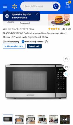 BLACK+DECKER 0.9 Cu Ft Microwave Oven Countertop , 6 Auto Menus, 10 Power Levels, Digital Panel, 900W